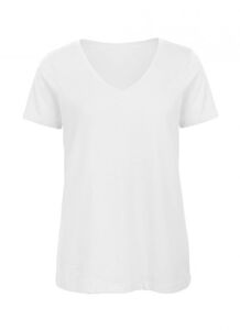 B&C BC045 - T-shirt med V-hals til kvinder i økologisk bomuld White