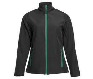 Pen Duick PK777 - Soft-shell fleeceforing til kvinder med 2 lynlåslommer Black/Kelly Green