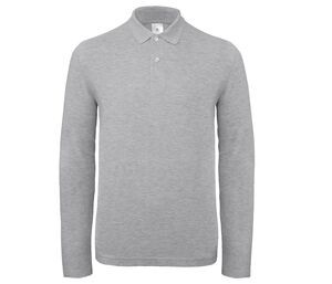 B&C ID1LS - Langærmet poloshirt til mænd Heather Grey