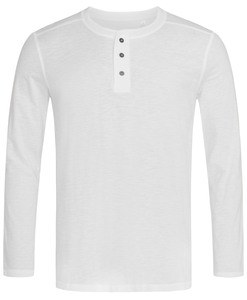 Stedman STE9460 - Langærmet T-shirt til mænd med knapper White