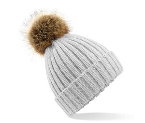 Beechfield BF412 - Pop Pom Chunky Strik Hat Light Grey