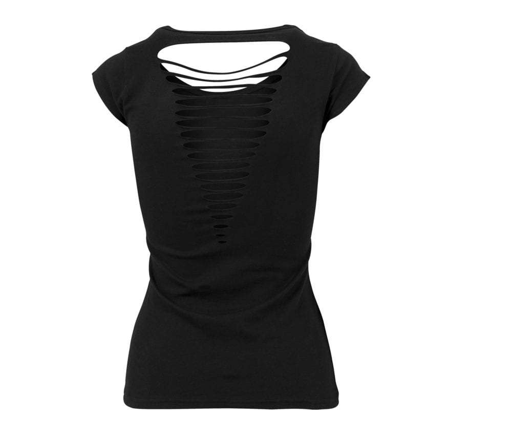 Build Your Brand BY035 - T-shirt til kvinder med ridset ryg