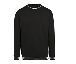 Build Your Brand BY104 - Sweatshirt med kontraststribe Black / White