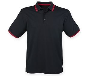 Henbury HY482 - Poloshirt med kontrastkrave og ærmer Black / Red