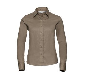 Russell Collection JZ16F - Dameskjorte 100% bomuld Khaki