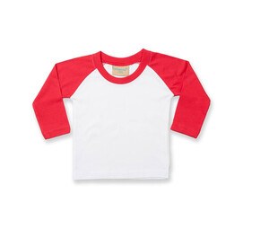 Larkwood LW025 - Langærmet baseball T-shirt White / Red