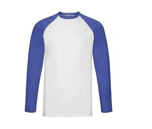 Fruit of the Loom SC238 - Langærmet T-shirt til mænd 100% bomuld White / Royal Blue