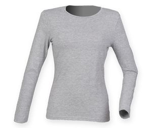 Skinnifit SK124 - Langærmet T-shirt til kvinder Heather Grey