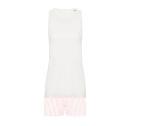 Towel city TC052 - Pyjamasæt til kvinder White / White Pink Stripe