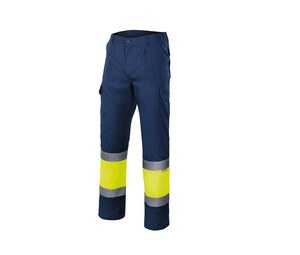 VELILLA VL157 - To-tonede bukser med høj synlighed Navy/Fluo Yellow