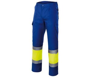 VELILLA VL157 - To-tonede bukser med høj synlighed Royal / Fluo Yellow
