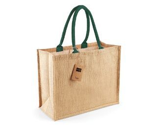 Westford mill WM407 - Burlap indkøbspose Natural/ Forest Green