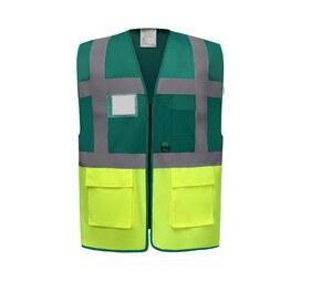 Yoko YK801 - Høj sikkerhed multifunktionsvest Paramedic Green / Hi Vis Yellow