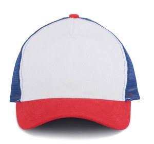 K-up KP137 - Trucker Cap - 5 paneler White / French Red / Reflex Blue