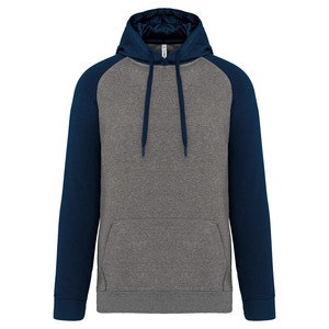 Proact PA369 - Sweatshirt med hætte til voksne Grey Heather / Sporty Navy