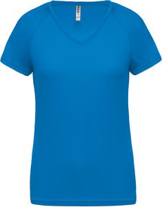 Proact PA477 - Kvinders kortærmet sportst-shirt med V-udskæring Aqua Blue