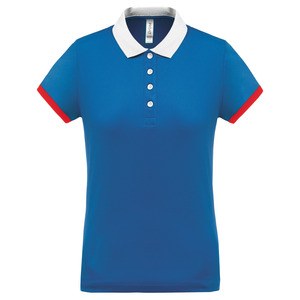 Proact PA490 - Kvinders Performance Pique Polo Shirt Sporty Royal Blue / White / Red