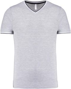 Kariban K374 - Mænds V-hals Pique-strik T-shirt Oxford Grey / Navy / White