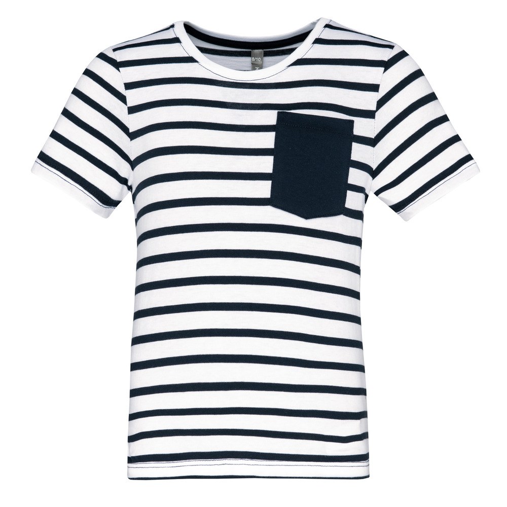 Kariban K379 - Børnestribet sømandst-shirt med lomme