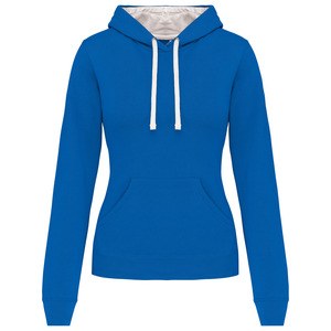 Kariban K465 - Sweatshirt med hætte i kontrast til damer Light Royal Blue / White
