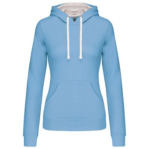 Kariban K465 - Sweatshirt med hætte i kontrast til damer Sky Blue / White