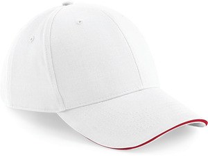 Beechfield B20 - Athleisure mænds kasket - 6 paneler White/Classic Red