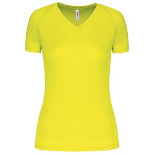 Proact PA477 - Kvinders kortærmet sportst-shirt med V-udskæring Fluorescent Yellow
