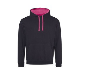 AWDIS JH003 - Kontrast hættetrøje Jet Black/ Hot Pink