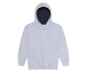 AWDIS JH03J - Hættetrøje til børn Heather Grey/French Navy