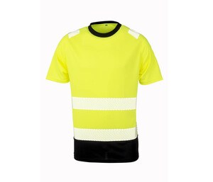 Result RS502X - T-shirt i genanvendt polyester med høj synlighed Fluorescent Yellow / Black