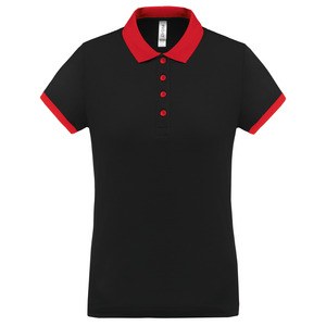 Proact PA490 - Kvinders Performance Pique Polo Shirt Black / Red