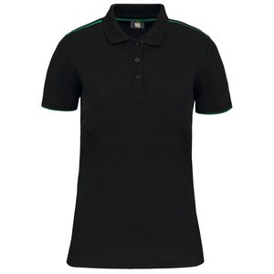 WK. Designed To Work WK271 - Kvinders Daytoday kontrast-poloshirt med korte ærmer Black/ Kelly Green