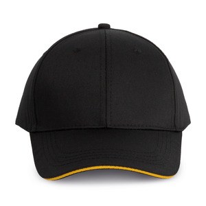 WK. Designed To Work WKP145 - 6-panel Oekotex-certificeret hætte med sandwichvisir Black / Yellow