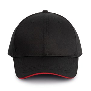 WK. Designed To Work WKP145 - 6-panel Oekotex-certificeret hætte med sandwichvisir Black / Red