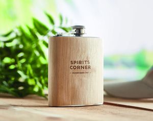 GiftRetail MO6356 - HIPHIP Bamboo slim hip flask 170ml Beige