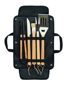 GiftRetail MO6537 - ALLIER 5 BBQ tools in pouch Black
