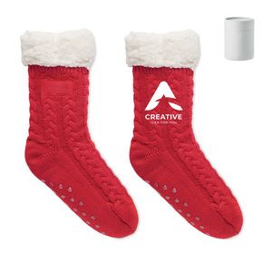 GiftRetail MO6574 - CANICHIE L Pair of slipper sock L Red
