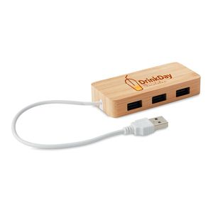 GiftRetail MO9738 - VINA USB hub med 3 porte I bambus Wood