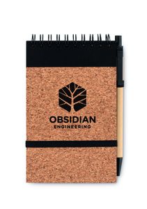 GiftRetail MO9857 - SONORACORK A6 cork notebook with pen Black
