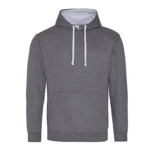 AWDIS JH003 - Kontrast hættetrøje Charcoal/Heather Grey