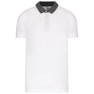 Kariban K260 - Herre poloshirt i tofarvet Jersey White/ Dark Grey Heather