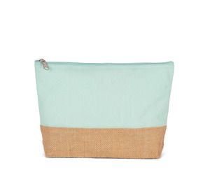 Kimood KI0276 - CANVAS & JUTE POUCH Ice Mint / Natural