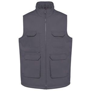 WK. Designed To Work WK607 - Unisex padded multi-pocket polycotton vest Convoy Grey