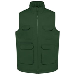 WK. Designed To Work WK607 - Unisex padded multi-pocket polycotton vest Forest Green