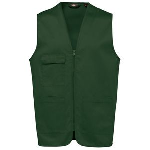 WK. Designed To Work WK608 - Unisex polycotton multi-pocket vest Forest Green