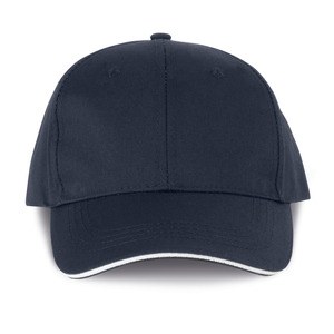 WK. Designed To Work WKP145 - 6-panel Oekotex-certificeret hætte med sandwichvisir Navy / White