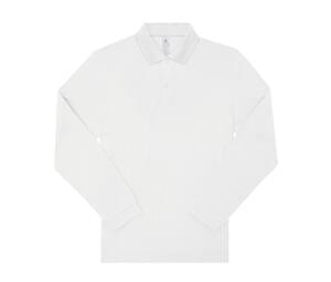 B&C BCU425 - Long-sleeved fine piqué poloshirt White