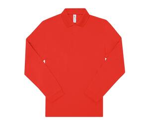 B&C BCU425 - Long-sleeved fine piqué poloshirt Red