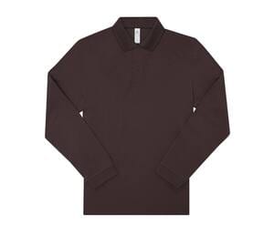 B&C BCU425 - Long-sleeved fine piqué poloshirt Roasted Coffee