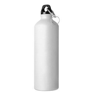 EgotierPro 33545 - 750 ml Aluminiumflaske med Skruelåg og Karabinhage MATT White